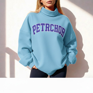 Sudadera de cuello alto de felpa gruesa para mujer, con logo frontal personalizado, de poliéster/algodón. - Product Image 1