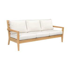 Modern Teak Outdoor Lounge <b>Sofa</b> <b>Set</b> with Waterproof Cushion and Ottoman Garden Balcony Patio Villa Seating - Product Image 6