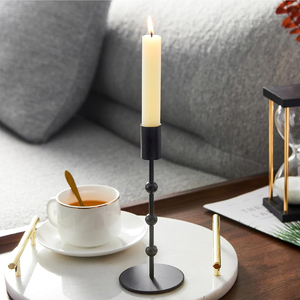 Juego de 3 Portavelas Negros con Diseño de Perlas, Portavelas Vintage, Decoración Navideña, Candelabros - Product Image 2