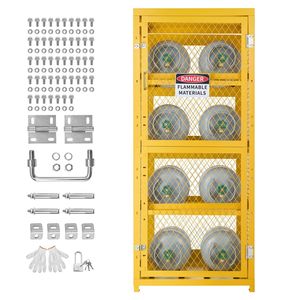 Gabbia per Stoccaggio Propano a 8 Cilindri, Armadio Orizzontale 30"L X 30"W X 70.3"H, 4 Ripiani con Chiavi di Blocco - Product Image 1