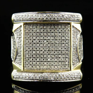 Round Moissanite Diamond Engagement <b>Ring</b> 925 Sterling Silver Rhodium Plated Hip Hop Style Wedding Anniversary Gift <b>Iced</b> Out <b>Ring</b> - Product Image 3