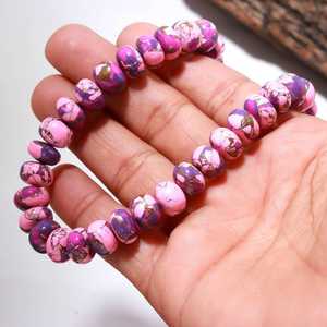 สร้อยคอประดับลูกปัดทรงรอนเดลล์สีชมพูม่วงโมฮาเว หายาก ทำด้วยมือ สร้อยคอพลอย สร้อยคอเทอร์ควอยซ์สุดหรู สำหรับทำเครื่องประดับขายส่ง - Product Image 5
