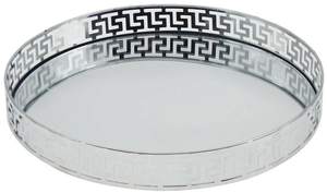 Plateau de toilette rectangulaire moderne en métal et verre argenté, orné, fait main, design personnalisé, durable, magnifique et décoratif, pour l'exportation en gros - Product Image 4