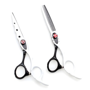 Top vente rouge et noir 6 pouces de qualité supérieure ensemble de ciseaux pour coiffeur professionnel ciseaux de coupe de cheveux pour hommes et femmes - Product Image 4