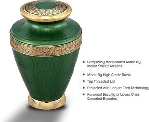 Luxury Natural Metal Funeral Urns Premium Finished Memorial Cremation <b>Container</b> for Adult Ashes Home Memorial Decor At Best Rate - Product Image 3
