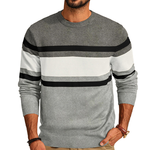 OEM Service Custom Men's Organic Cotton Knit Crewneck Sweater Breathable Pullover Ribbed Sweatshirt - Product Image 3
