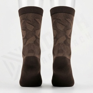 Brown Geometric Pattern <b>Crew</b> <b>Socks</b> for Running Breathable Polyester Spandex Adult Autumn Sports <b>Socks</b> - Product Image 2