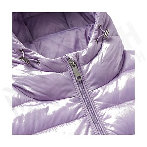 Hooded Quilted Waterproof <b>Bubble</b> Jacket Black Full Sleeve Winter Windproof Cotton Shell Knitted Fabric Polyester Filling Stand - Product Image 4