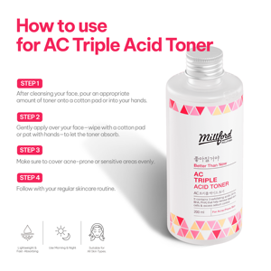 Tónico Facial Triple Ácido Millford AC 200ml Para Piel Propensa al Acné, Tónico Líquido Exfoliante Hecho en Corea, Cosméticos Coreanos para el Cuidado de la Piel - Product Image 5