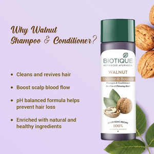 Shampooing et après-shampooing Volume et Souplesse pour cheveux fins et clairsemés avec formule nourrissante à la noix pour des cheveux plus volumineux, lisses et doux 120ml - Product Image 3