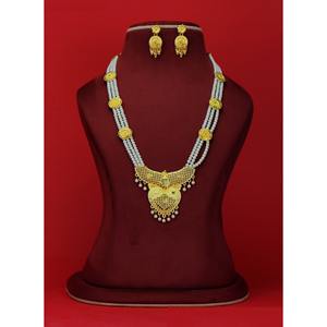 Ensemble de perles plaquées or avec la meilleure finition collier long artificiel nouvel ensemble de bijoux de perles traditionnelles ensemble d'imitation multicouche - Product Image 4