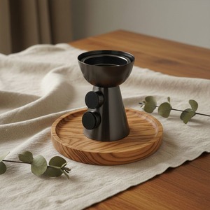Brûleur à Bakhoor sur piédestal moderne, encensoir à Oud en métal de luxe avec base ronde en bois, Mabkhara nordique pour la fragrance d'intérieur, cadeau décoratif - Product Image 4