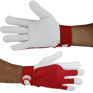 Grain Leather Red & White Color Gardening Assembly Safety Work Industrial <b>Gloves</b> Good Quality Material Made Soft <b>Driver</b> <b>Gloves</b> - Product Image 1