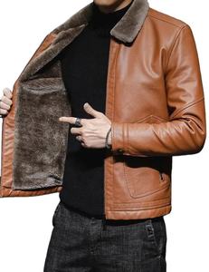 Latest New Style Classic O-Neck Hooded Leather Jacket Men's <b>Warm</b> Winter Casual Outdoor <b>Waterproof</b> Breathable Streetwear Front - Product Image 3