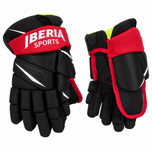 Guantes de Hockey sobre Hielo IBERIA Premium Personalizados en Negro y Rojo |   Guantes de Protección para Jugadores de Hockey |   Venta al por Mayor OEM - Product Image 1