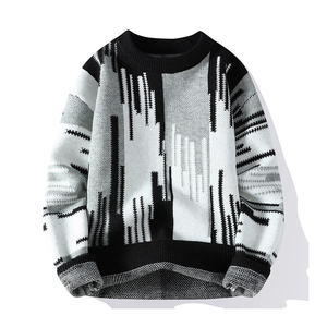 Suéter de Punto con Patrón Geométrico para Hombre, Cuello Redondo, Manga Larga, Estilo Casual para Otoño - Product Image 2