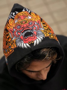Sweat-shirt à capuche noir pour homme, imprimé dragon coloré au dos, style streetwear, coupe classique, coton tricoté anti-boulochage, hiver - Product Image 2