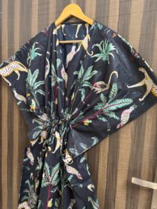 Vestido Maxi Caftán de Algodón con Estampado Tropical para Mujer, Cuello en V, Manga Murciélago, Transpirable, Ecológico, Estilo Boho, para la Playa, Holgado, de Verano - Product Image 4