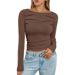 Camiseta Deportiva de Manga Larga con Cuello Alto para Mujer, Elástica, de Secado Rápido, para Entrenamiento, Fitness, Running, Yoga - Product Image 1