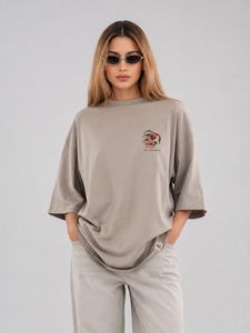 Women's Oversized Short Sleeve T-Shirts Regular Fit Polyester/Cotton <b>Blend</b> Casual Streetwear Summer Breathable Quick Dry Knitted - Product Image 1