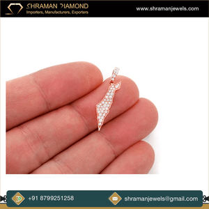 Colgante de Alta Calidad, Diseño Moderno, Mapa de Israel y Palestina en Oro de 14K con Diamantes Naturales, Regalo Unisex - Product Image 3