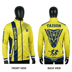 Veste d'entraînement de cricket pour hommes, 230 GSM, tissu polyester de haute qualité, design orange et noir, évacuation de l'humidité, impression personnalisée - Product Image 2