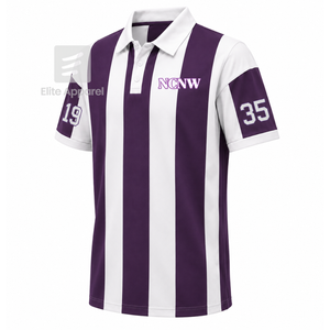 Custom NCNW Council Striped <b>Polo</b> <b>Shirt</b> with Embroidered Logo Front purple <b>White</b> casual short Sleeve for Female - Product Image 2