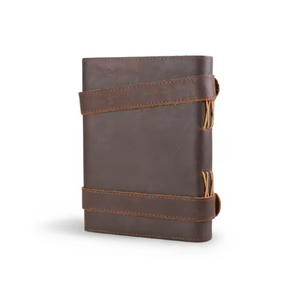 Handmade Vintage Dark Brown Leather Journal 7x5 Double Strap Closure Thermal Binding Notebook 120 Unlined Cream <b>Pages</b> Gift - Product Image 1
