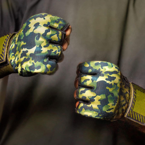 Half Finger Training Gloves Camouflage Green Nylon Velcro Wrist Closure Unisex for Martial Arts and Boxing Inner Gloves - Product Image 6