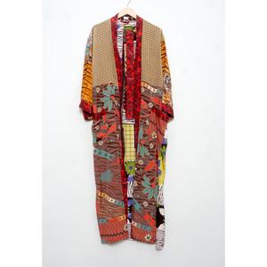 Kimono de Talla Única con Estampado Floral Vintage, Saari de Seda con Parches, Elegante y Casual, con Cierre de Cordón, Suave, Transpirable y Sexy, de Longitud Completa - Product Image 5