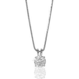 Collier pendentif solitaire en diamant cultivé en laboratoire, coupe ronde, quatre griffes, classique, minimaliste, élégant, cadeau pour femme, bijoux - Product Image 5