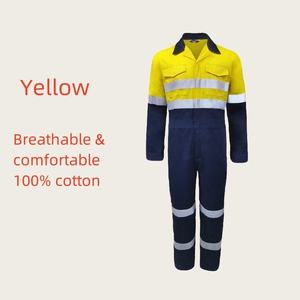 Men’s Custom Logo Cotton Hi Vis Work Coveralls Safety Uniform Reflective Tape Industrial Workwear Protective <b>Overalls</b> - Product Image 5