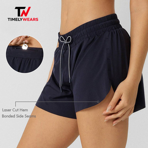 Timelywears Women's <b>Black</b> Woven <b>Skorts</b> with Drawstring Waist Breathable Skinny High Mid Rise - Product Image 2