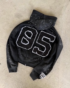 Custom Oversized <b>Zip</b> Up Hoodie Vintage Washed Graphic Streetwear Hoodie Cotton Fleece Full <b>Zip</b> <b>Hooded</b> Sweatshirt for Men Women - Product Image 5
