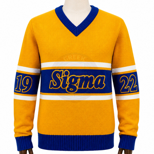 Custom sorority sigma SGRho women's Sweaters 100% <b>Acrylic</b> Knitted V Neck Chenille Greek Letter color <b>block</b> winter cardigan - Product Image 2