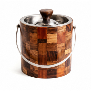 Seau à glace en bois avec doublure en acier inoxydable à double paroi, seau isotherme pour vin et champagne, pour hôtel et bar à domicile - Product Image 2