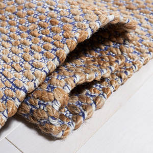 Tapis géométrique en fibre naturelle tissé à la main en jute/laine Tapis naturel/marine pour la décoration intérieure - Product Image 5