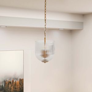 Lampadario e Lampada a Sospensione Eleganti con Oro Grezzo e Granato di Vetro Trasparente - Product Image 1