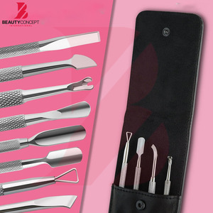 4 In 1 Professional Cuticle Pusher Set Stainless Steel Dead Skin Remover Manicure Tool Kit with Portable Leather Case - Product Image 2