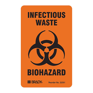 Étiquettes autocollantes Brady pour risques biologiques, durables, brillantes, imprimées UV, résistantes à la chaleur et à l'eau, pour conteneurs de déchets infectieux - Product Image 1