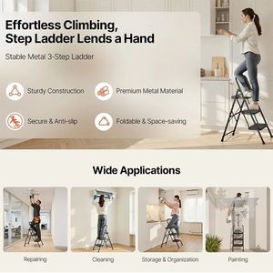 Folding 3-<b>Step</b> Multi-Use Stool <b>for</b> Household <b>Kitchen</b> or Office Cleaning Tool & Accessory - Product Image 2