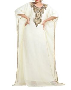 Broderie musulmane en georgette de pierre marocaine islamique Dubaï mode luxe abaya musulmane perlée à la main broderie caftan - Product Image 2