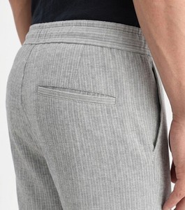 Enovate Stripped Lenin Men's Mid Waist Lightweight Breathable Summer <b>Trousers</b> with <b>Drawstring</b> Closure SLT 01 ODM - Product Image 4