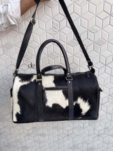 2026 Fashion New Hair On Hide Leather <b>Luggage</b> Travel Duffel Bag Multi Uses Handmade Large Capacity Cowhide Leather Unisex Bag - Product Image 4