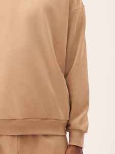 Sudadera con Capucha Beige para Hombre, Corte Holgado, 100% Algodón, Felpa Francesa, Estilo Casual para Otoño, Tejido de Punto, Color Sólido - Product Image 4