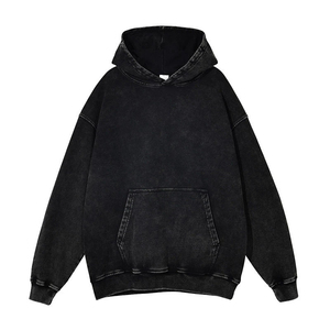 High Quality 100% Cotton Acid Washed Hoodie Lightweight Comfortable High Street Wear Washing Stone Acid Washed <b>Hoodies</b> For Men - Product Image 4