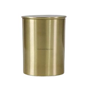 Portavelas de Latón Dorado Personalizado con Tapa, Recipiente Metálico de Lujo para Decoración del Hogar, Hecho a Mano, Capacidad de 16 Onzas, Grabado - Product Image 1