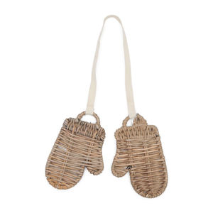 Ornement de Noël en rotin tressé avec sangle en ruban, figurine suspendue artisanale pour la décoration d'arbre d'hiver - Product Image 1
