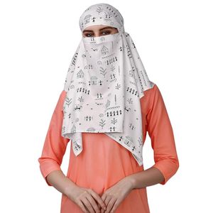 Bufanda de algodón con máscara, tamaño universal, útil para el conductor del vehículo, protección UV contra la luz solar, diseño estampado en blanco - Product Image 2