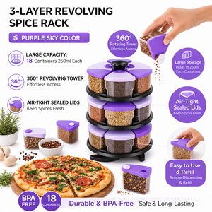<b>Kitchen</b> Spice <b>Rack</b> Organizer Rotating 360 Degree 3 Tier Spice <b>Rack</b> Container Set Airtight Storage Jars Space Saving Design - Product Image 2